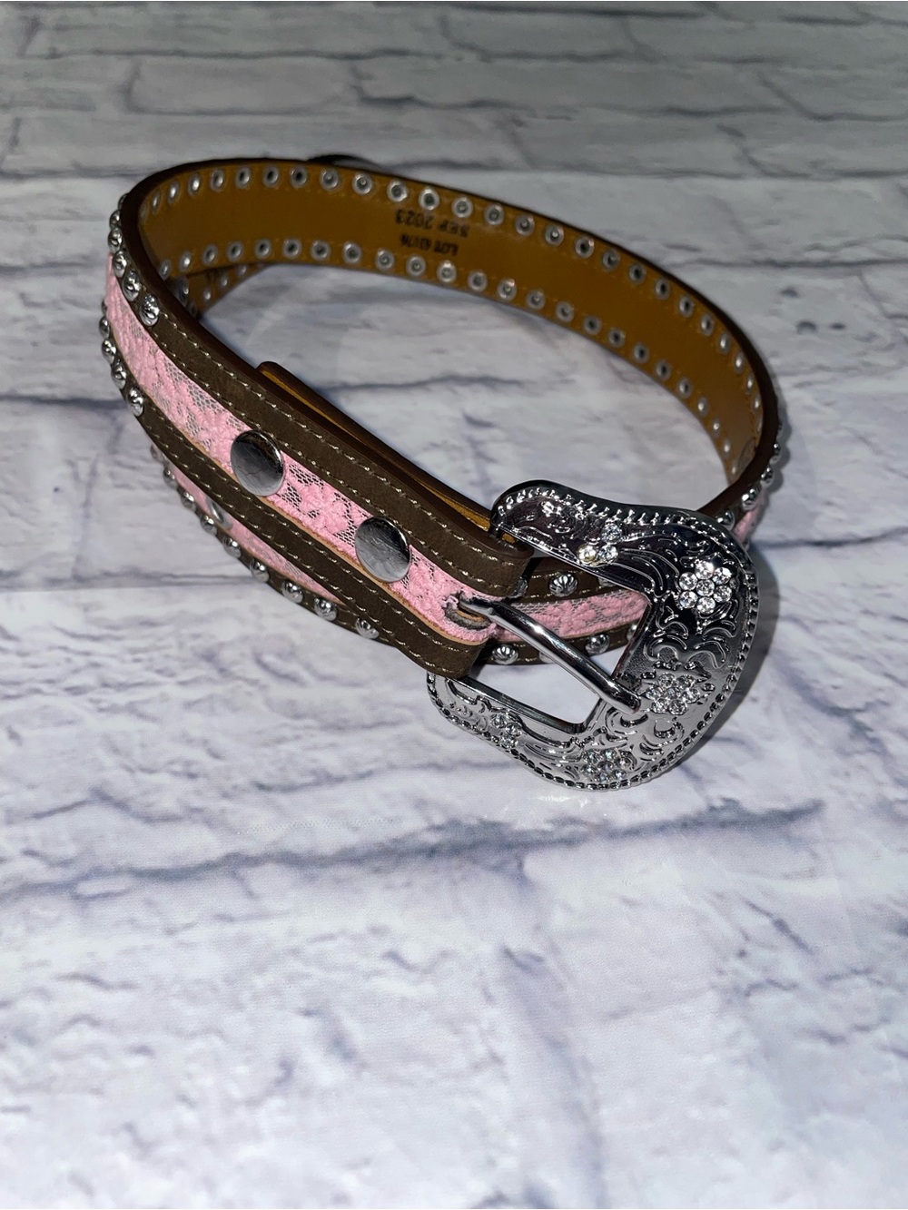 Ariat Girls Western Belt with Pink Lace Size 24